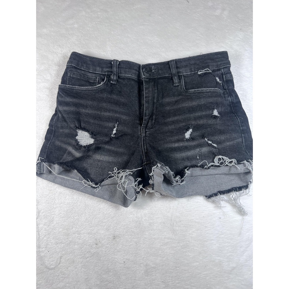 BLANKNYC Denim Shorts Womens 27 Gray The Fulton Distressed Cutoff Frayed Hem‎